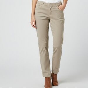 AB StudioTan Khaki Stretch Chino Dress Pants Size 10 Rayon Blend Career Trousers